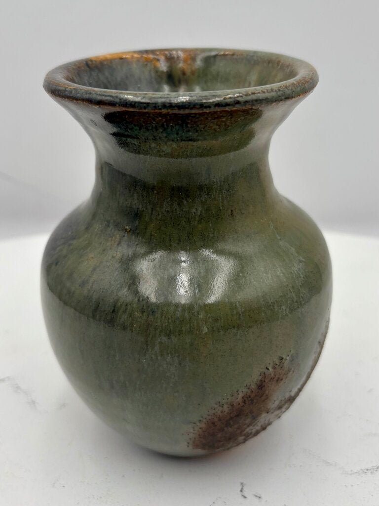 SKP Hand Made Brown Pottery Vase 6"