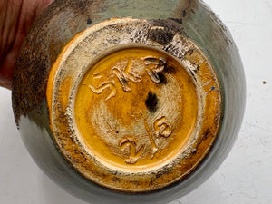 SKP Hand Made Brown Pottery Vase 6"