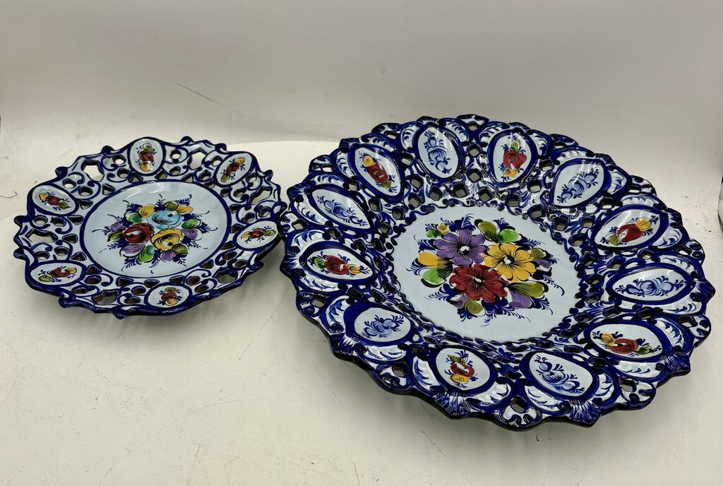 RCCL Portugal Blue Floral Pierced Decorative Plate Set (2Pcs)