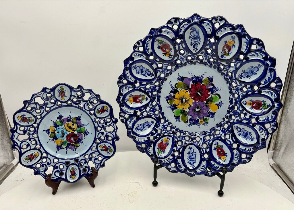 RCCL Portugal Blue Floral Pierced Decorative Plate Set (2Pcs)