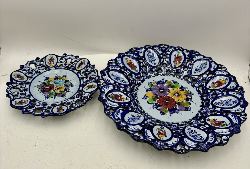 RCCL Portugal Blue Floral Pierced Decorative Plate Set (2Pcs)