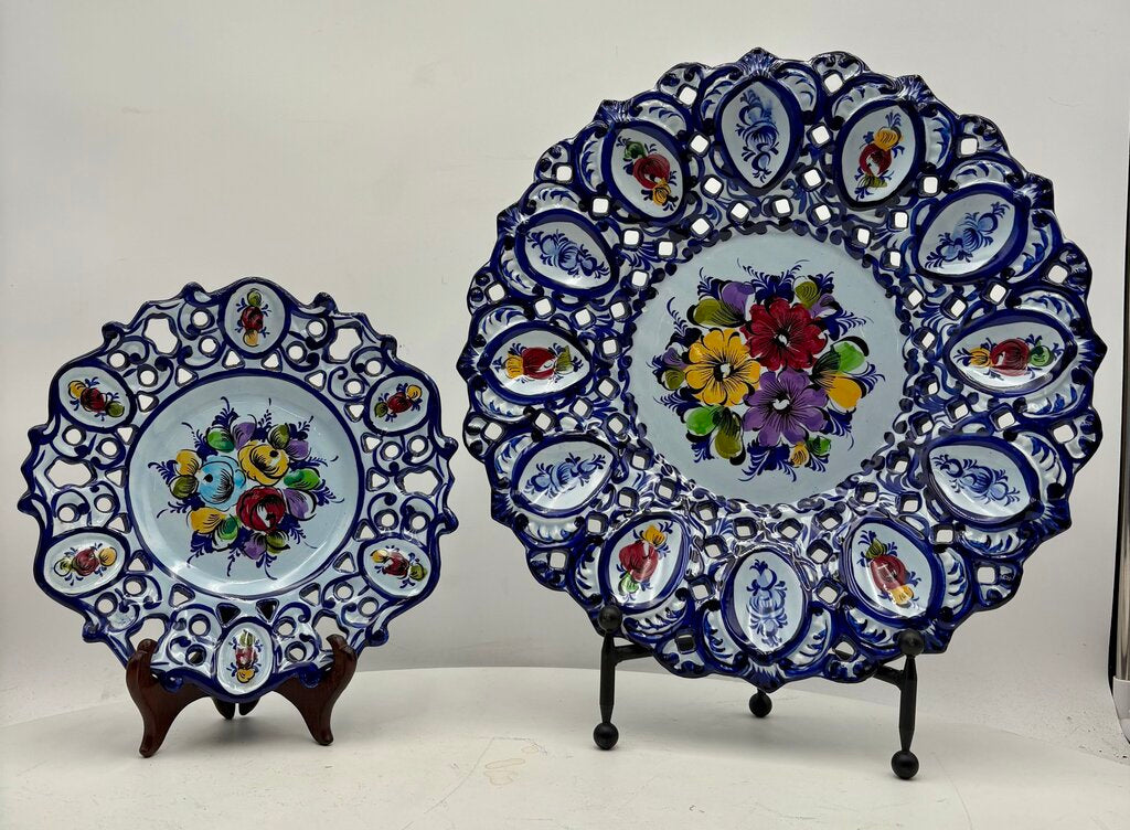 RCCL Portugal Blue Floral Pierced Decorative Plate Set (2Pcs)