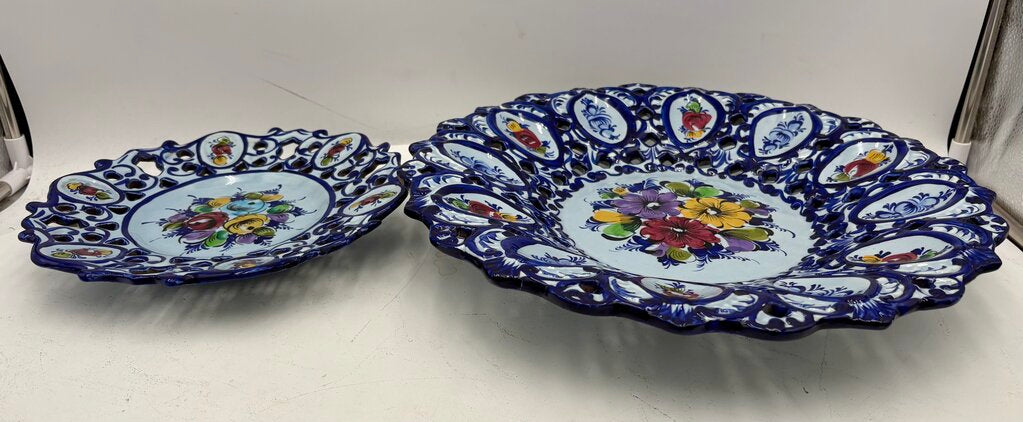 RCCL Portugal Blue Floral Pierced Decorative Plate Set (2Pcs)