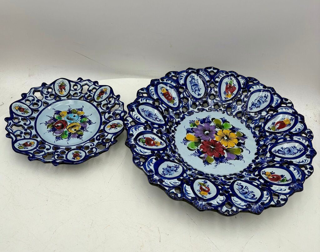 RCCL Portugal Blue Floral Pierced Decorative Plate Set (2Pcs)