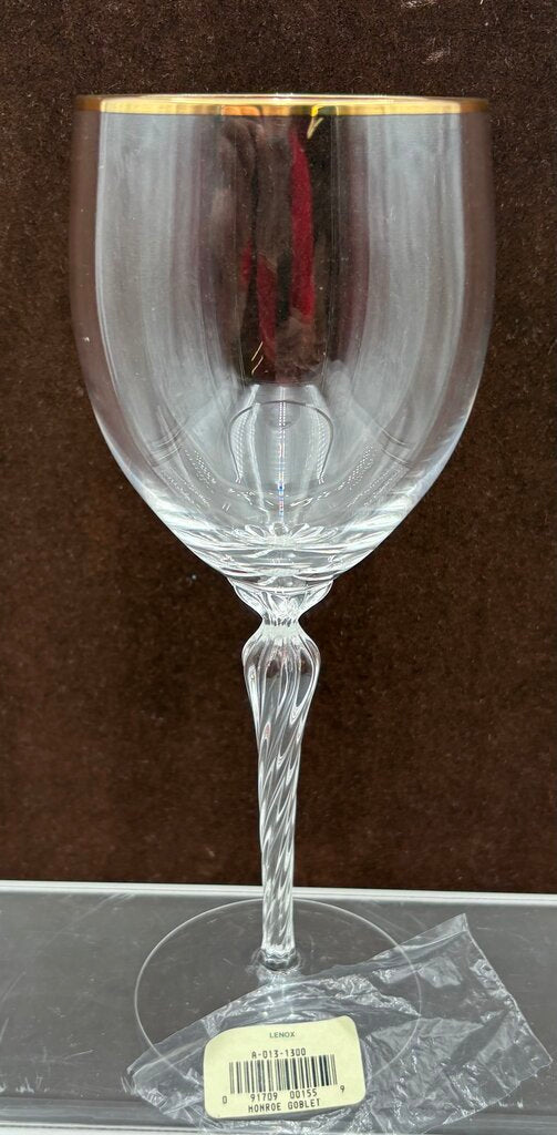 Lenox Monroe Gold Trim Crystal Water Goblets 8.5" (6Pcs)