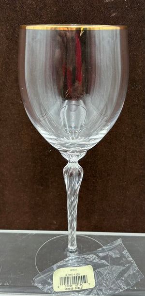 Lenox Monroe Gold Trim Crystal Water Goblets 8.5" (6Pcs)