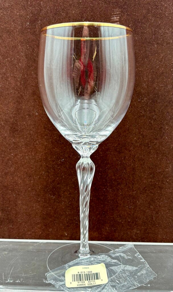 Lenox Monroe Gold Trim Crystal Water Goblets 8.5" (6Pcs)