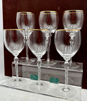 Lenox Monroe Gold Trim Crystal Water Goblets 8.5" (6Pcs)