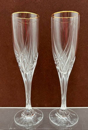 Lenox Millennium Gold Trim Crystal Champagne Flutes 9.1" (PAIR)
