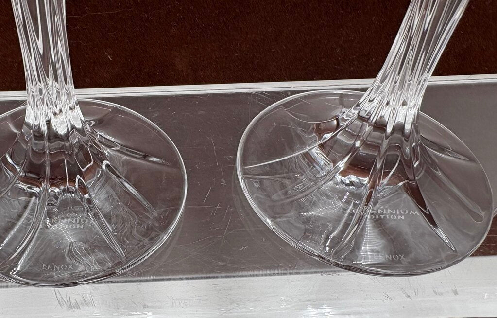 Lenox Millennium Gold Trim Crystal Champagne Flutes 9.1" (PAIR)