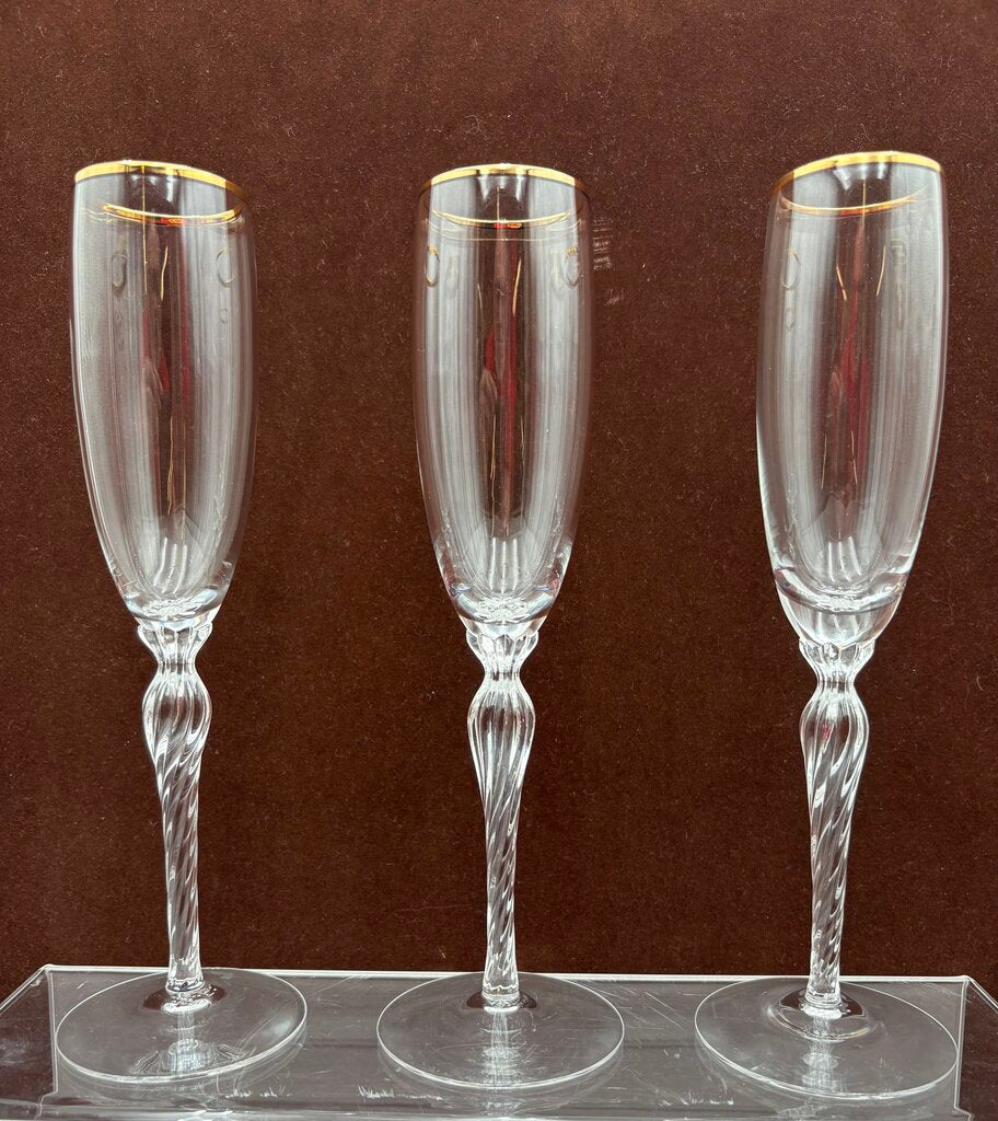 Lenox Monroe Gold Trim Crystal Champagne Flute 9.25"