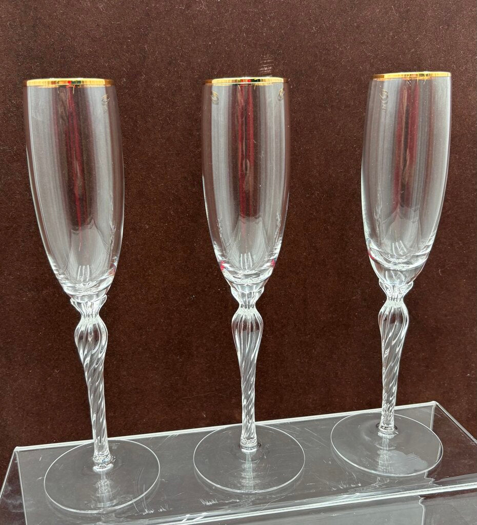 Lenox Monroe Gold Trim Crystal Champagne Flute 9.25"