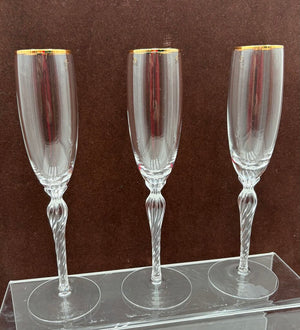 Lenox Monroe Gold Trim Crystal Champagne Flute 9.25"