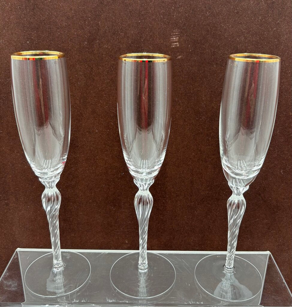 Lenox Monroe Gold Trim Crystal Champagne Flute 9.25"