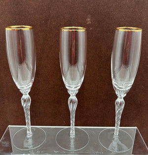 Lenox Monroe Gold Trim Crystal Champagne Flute 9.25"