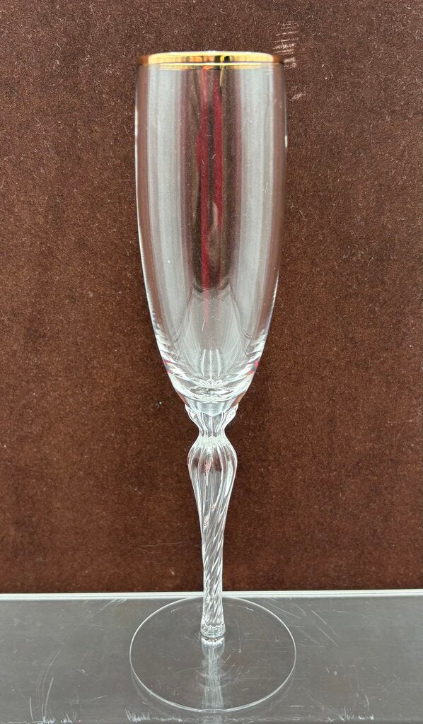 Lenox Monroe Gold Trim Crystal Champagne Flute 9.25"