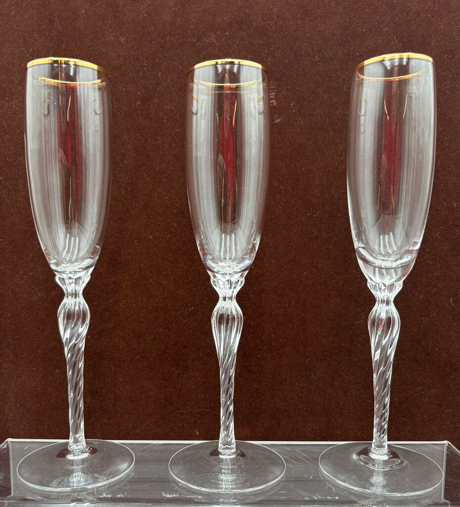 Lenox Monroe Gold Trim Crystal Champagne Flute 9.25"