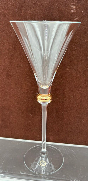 Hungarian Bride & Groom Gold Bubble Stem Martini Glasses 8.75" (PAIR)