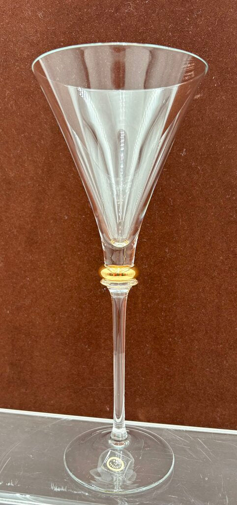 Hungarian Bride & Groom Gold Bubble Stem Martini Glasses 8.75" (PAIR)