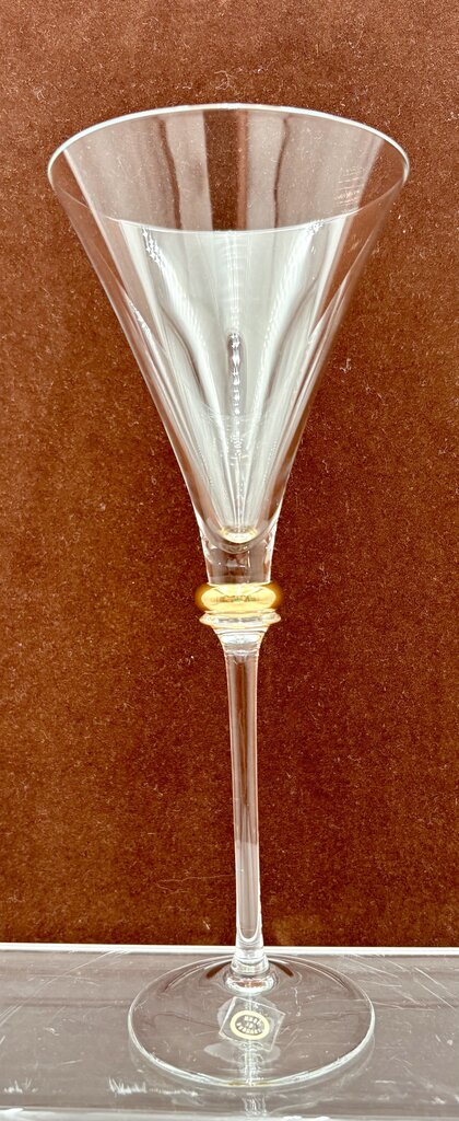 Hungarian Bride & Groom Gold Bubble Stem Martini Glasses 8.75" (PAIR)