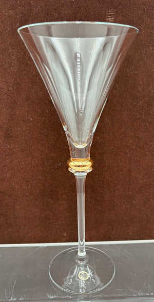 Hungarian Bride & Groom Gold Bubble Stem Martini Glasses 8.75" (PAIR)