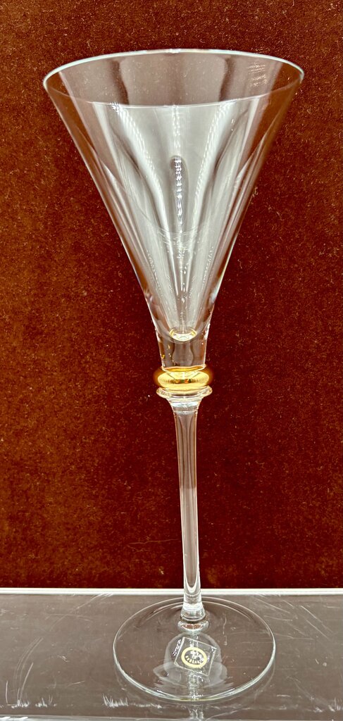 Hungarian Bride & Groom Gold Bubble Stem Martini Glasses 8.75" (PAIR)