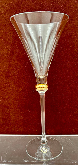 Hungarian Bride & Groom Gold Bubble Stem Martini Glasses 8.75" (PAIR)