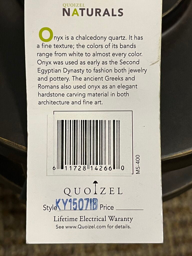Quoizel Naturals Onyx Pendants Pair NEW