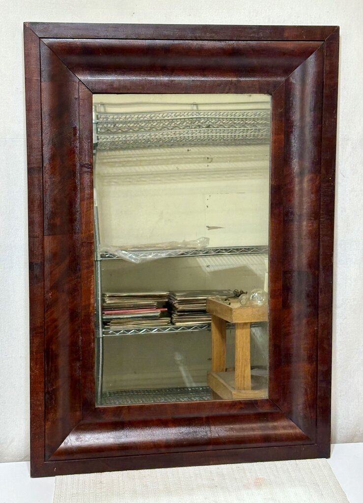 Vintage Mahogamny Veneered Solid Wood Wall Mirror