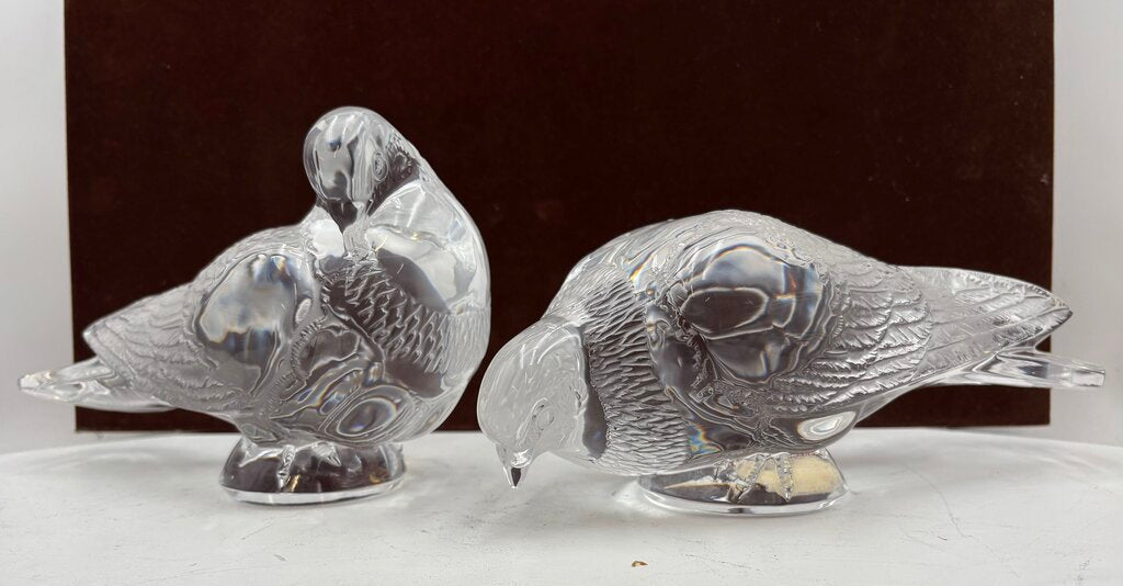 Lalique Lifesize Crystal Pigeon Set (2Pcs)