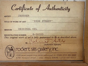 Peter Jannsen "Side Street" Original Oil on Canvas Signed w/ Cert.