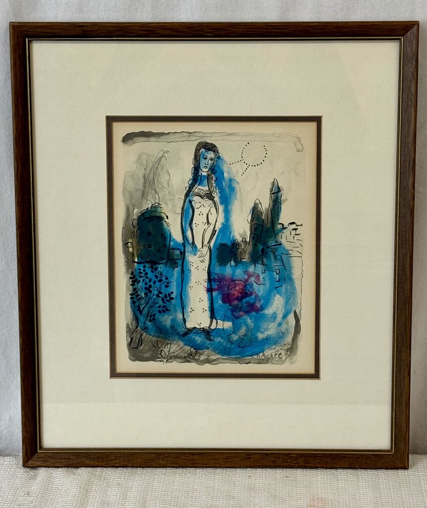 Vintage Marc Chagall "Esther" Colored Lithograph w/Cert