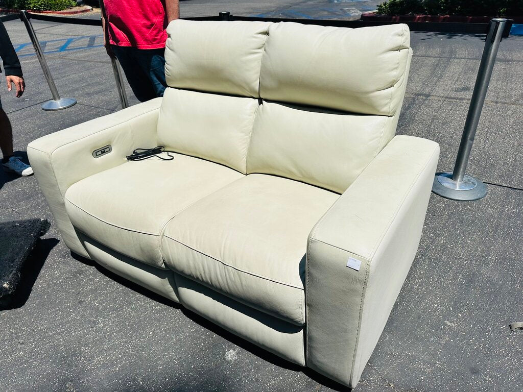Abbyson Leather Eclectic Sofa 59" W.