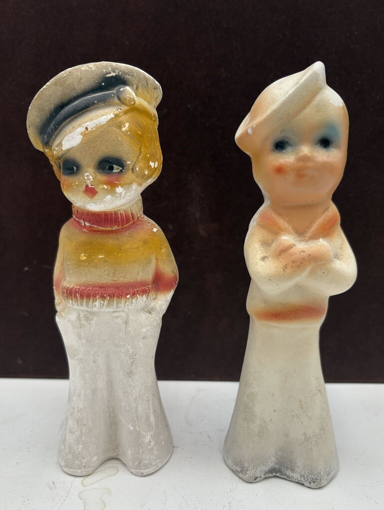 Vintage Carnival Chalkware Sailor Girl Dolls (Set of 2)