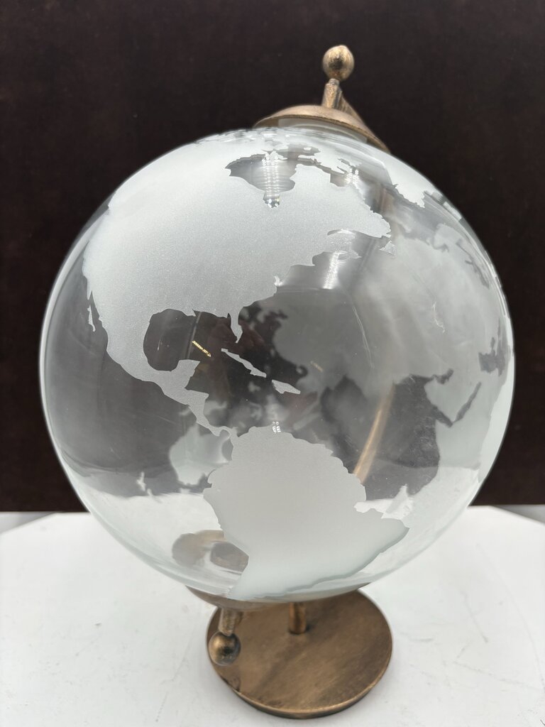 World Market Clear Frosted Glass Continental Globe 15"