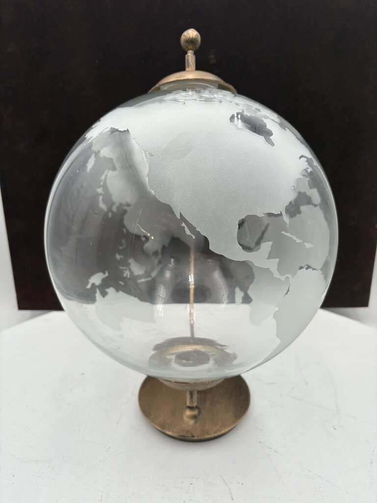 World Market Clear Frosted Glass Continental Globe 15"