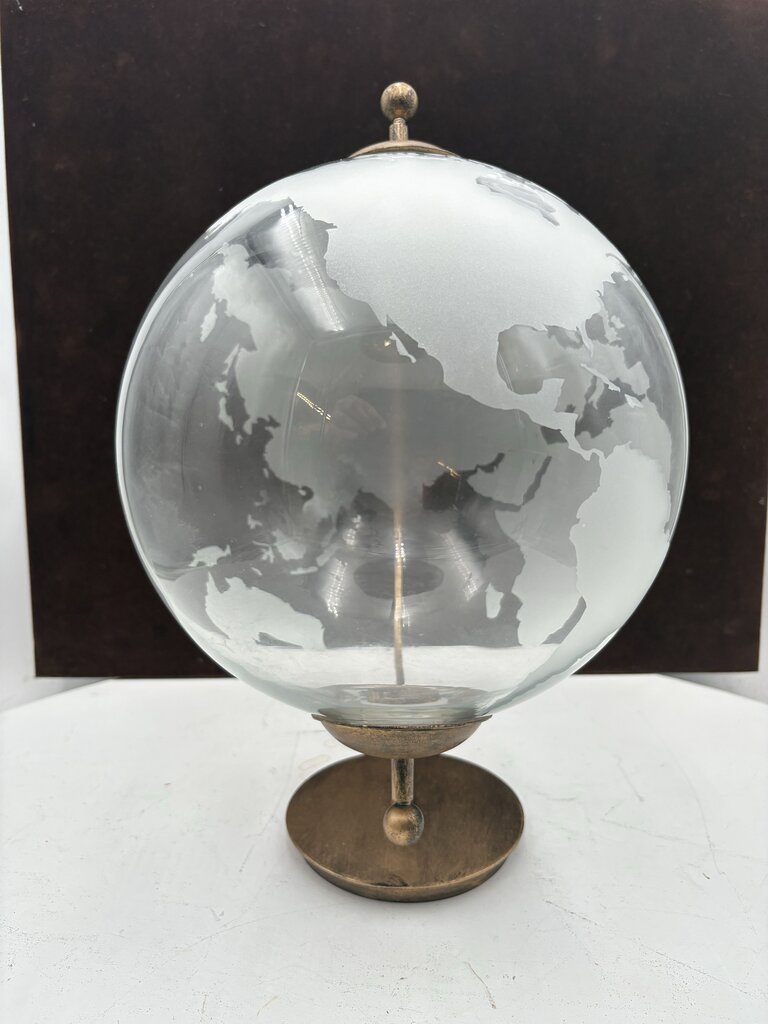 World Market Clear Frosted Glass Continental Globe 15"