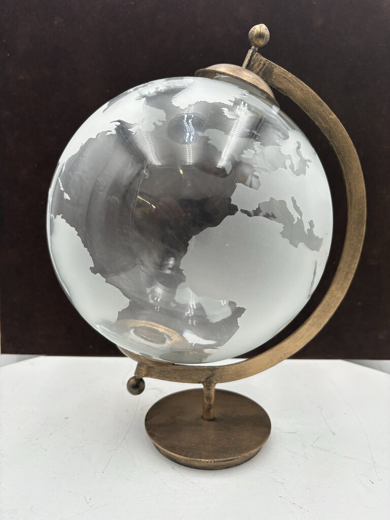 World Market Clear Frosted Glass Continental Globe 15"