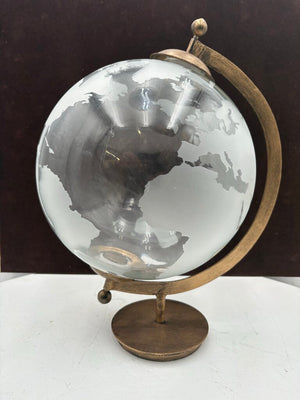 World Market Clear Frosted Glass Continental Globe 15"