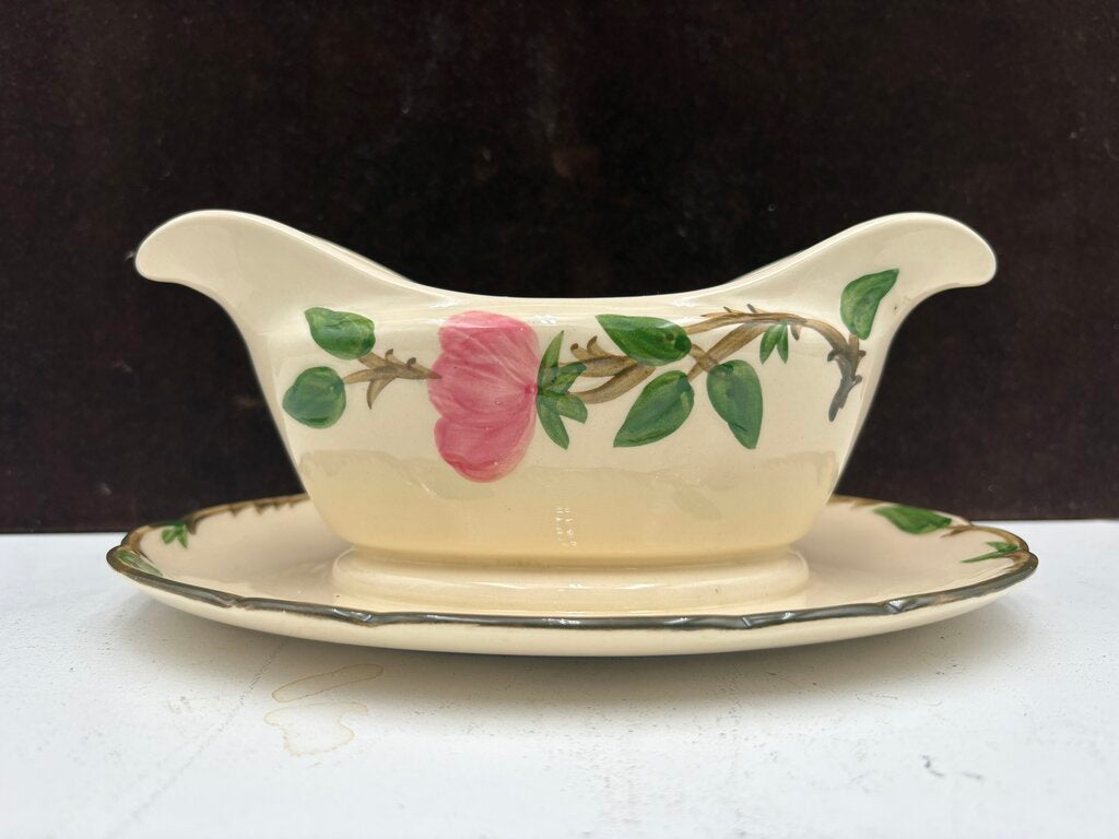 Vintage Franciscan Desert Rose USA Ca. Gravy Boat w/ Attached Drip Tray 3.75"