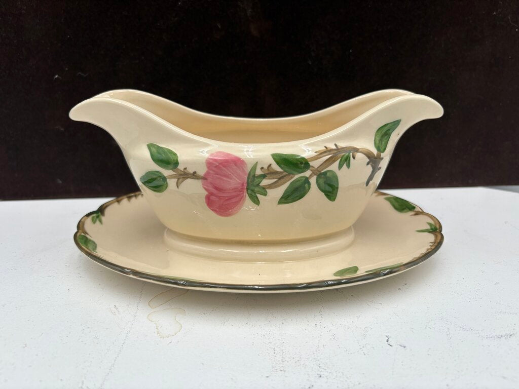 Vintage Franciscan Desert Rose USA Ca. Gravy Boat w/ Attached Drip Tray 3.75"