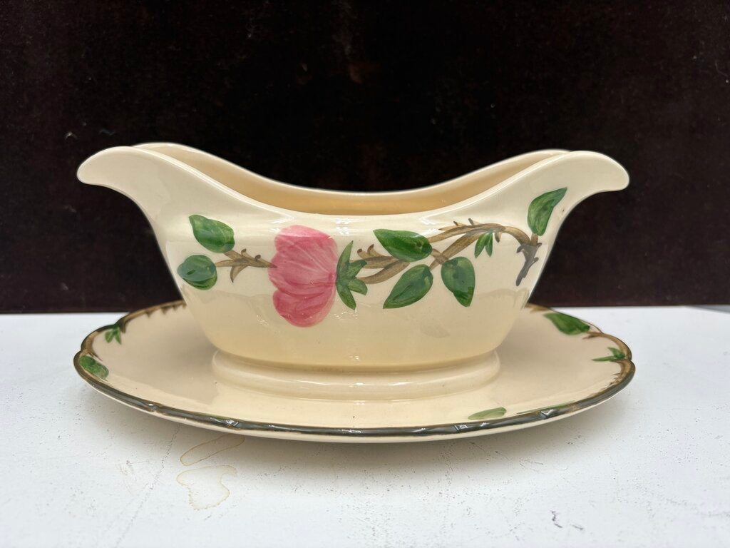 Vintage Franciscan Desert Rose USA Ca. Gravy Boat w/ Attached Drip Tray 3.75"