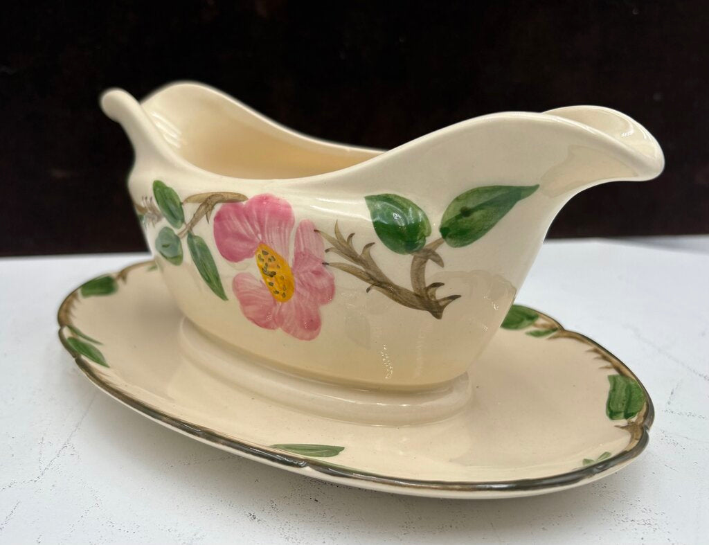 Vintage Franciscan Desert Rose USA Ca. Gravy Boat w/ Attached Drip Tray 3.75"