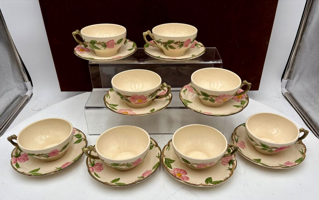 Vintage Franciscan Desert Rose USA Ca. Teacup & Saucer 8 Sets (16Pcs)
