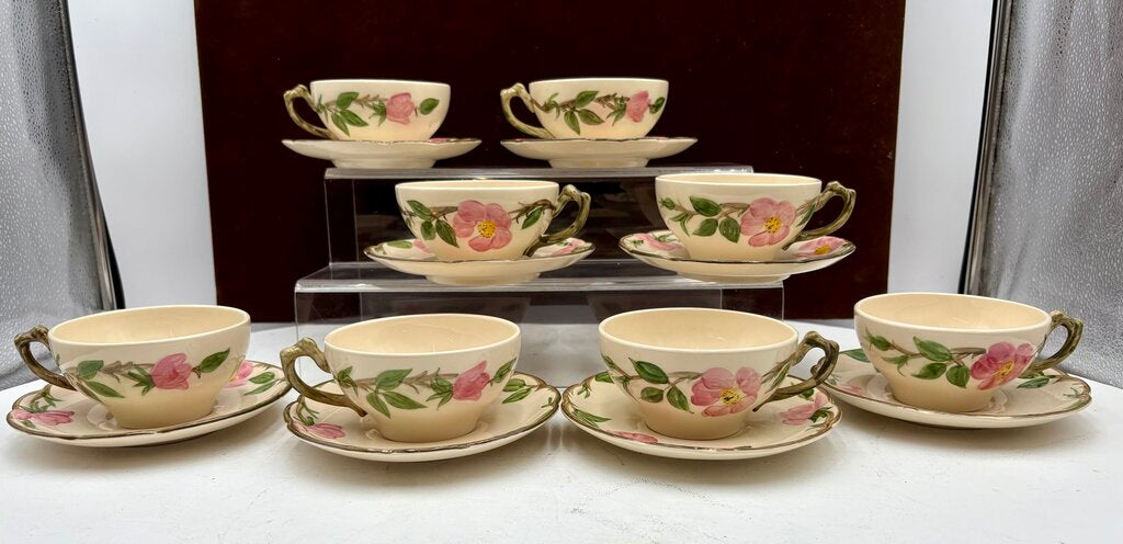 Vintage Franciscan Desert Rose USA Ca. Teacup & Saucer 8 Sets (16Pcs)