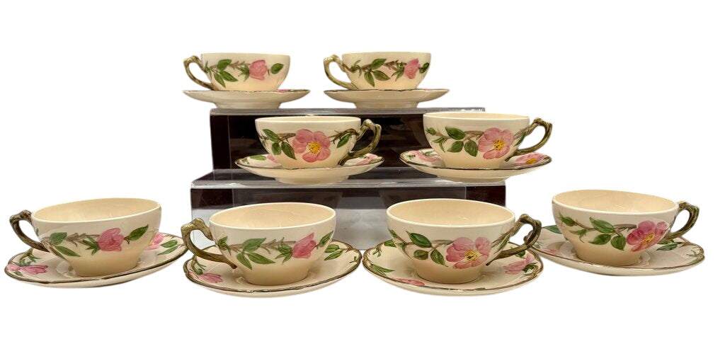 Vintage Franciscan Desert Rose USA Ca. Teacup & Saucer 8 Sets (16Pcs) by Miss Daisy's Consignment & Auction House