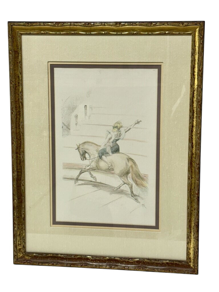 Pablo Roig "Bareback Rider Plate" #VIII Signed Original Colored Litho. by Miss Daisy's Consignment & Auction House
