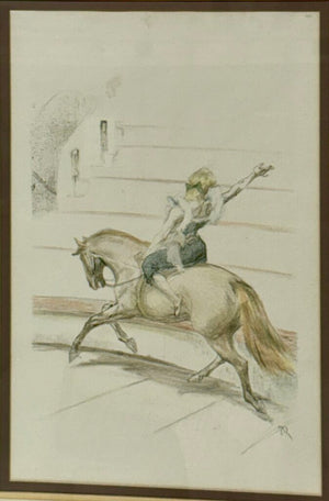 Pablo Roig "Bareback Rider Plate" #VIII Signed Original Colored Litho.