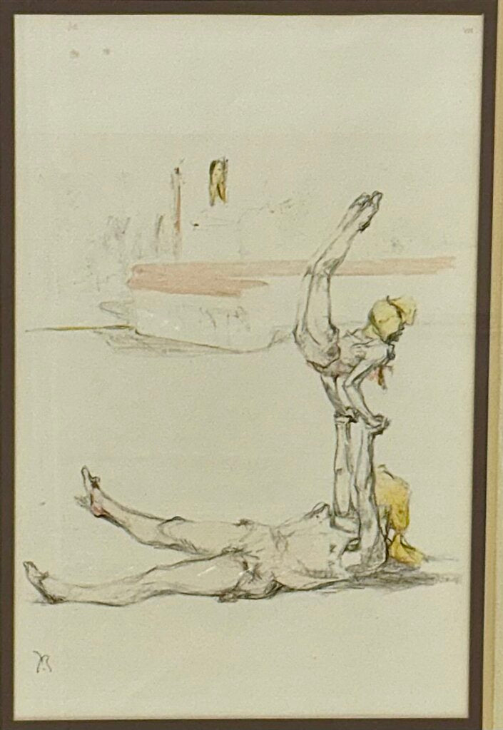 Pablo Roig "Acrobate au Cirque Plate" #VII Signed Original Colored Litho.