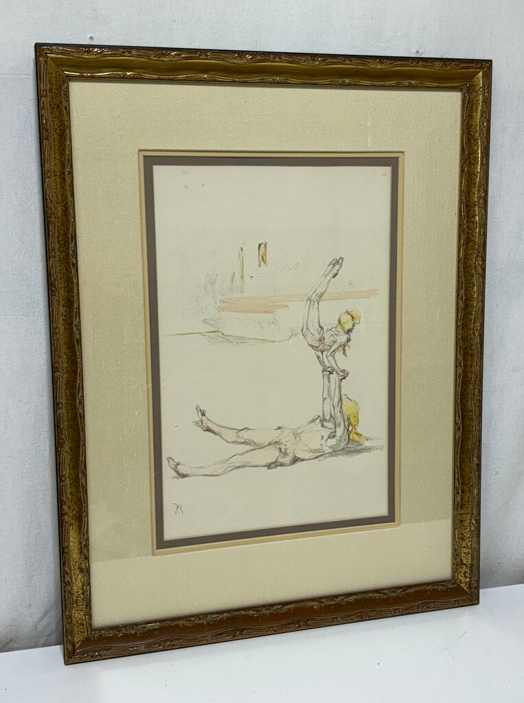 Pablo Roig "Acrobate au Cirque Plate" #VII Signed Original Colored Litho.